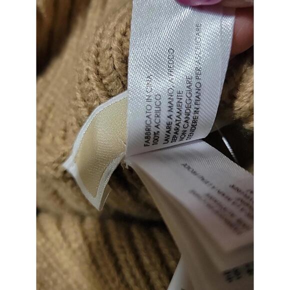 MICHAEL KORS Zippered Ribbed-Knit Poncho OS Camel NWT #4 - Picture 12 of 12